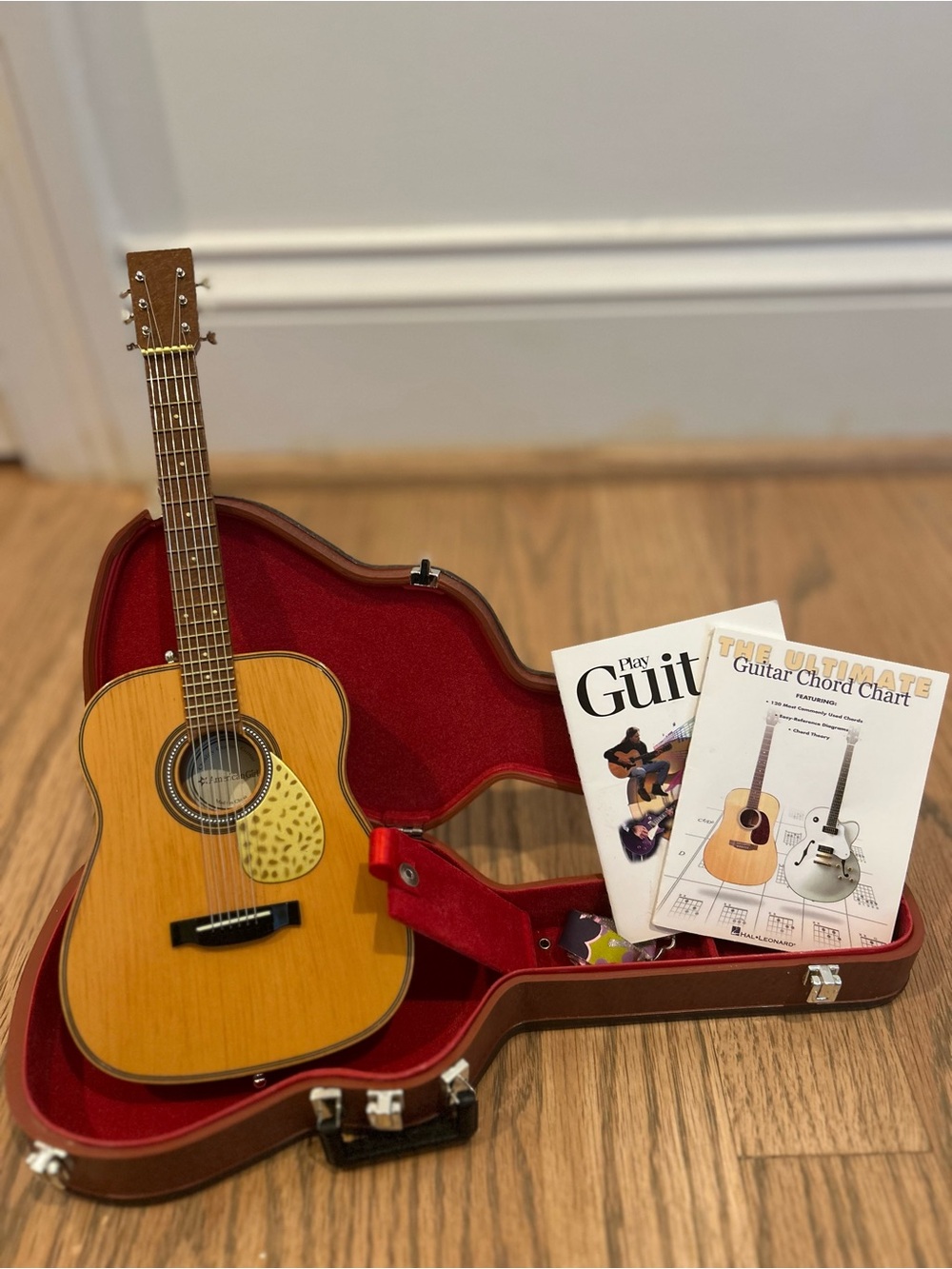 Doll Accessory Acoustic Guitar w/ Case, Books, and Shoulder Strap